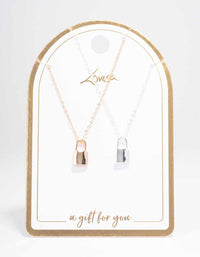 Gold & Silver Plain Locket Necklace Pack - link has visual effect only