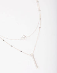 Silver Bar & Ball Layered Necklace - link has visual effect only