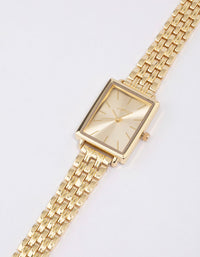 Gold Rectangle Face Classic Watch - link has visual effect only