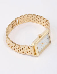 Gold Rectangular Woven Watch - link has visual effect only