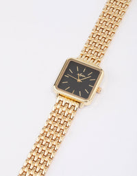 Gold & Black Medium Square Watch - link has visual effect only