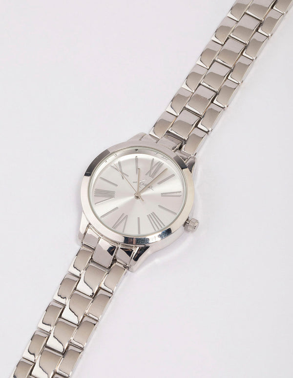 Silver Large Roman Numeral Watch