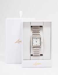 Silver & White Square Watch - link has visual effect only