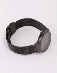 Black Round Simple Mesh Watch - link has visual effect only