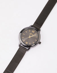 Black Thin Simple Mesh Watch - link has visual effect only