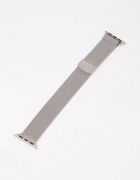 Rhodium Mesh Strap Watch Band 38/40/41mm - link has visual effect only