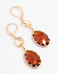 Gold Square & Oval Drop Earrings - link has visual effect only