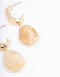 Gold Textured Stone Drop Earrings - link has visual effect only