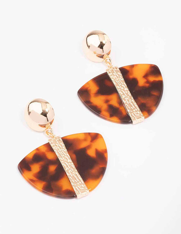 Gold Large Tortoiseshell Drop Earrings