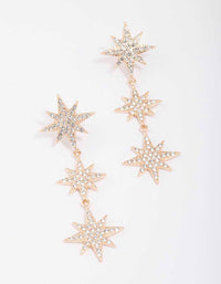 Gold Statement Diamante Star Drop Earrings - link has visual effect only