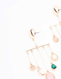 Gold Multi Charm Drop Earrings - link has visual effect only