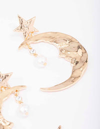 Gold Celestial Moon Drop Earrings - link has visual effect only