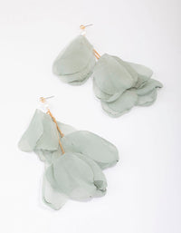 Gold Fabric Petal Leaves Drop Earrings - link has visual effect only