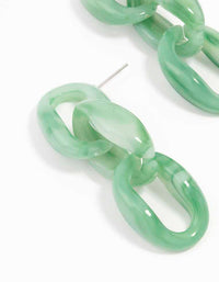 Green Chunky Chain Link Drop Earrings - link has visual effect only