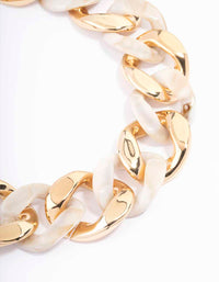 Gold Acrylic Mixed Link Short Necklace - link has visual effect only