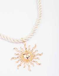 Gold Twisted Cord Sun Pendant Necklace - link has visual effect only