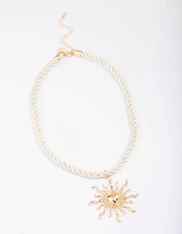 Gold Twisted Cord Sun Pendant Necklace - link has visual effect only