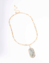 Gold Labradorite Link Chain Pendant Necklace - link has visual effect only