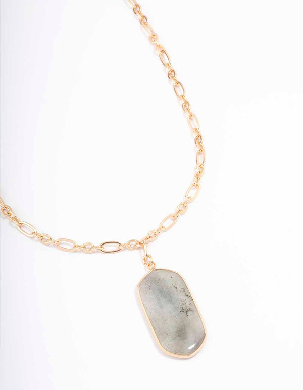 Gold Labradorite Link Chain Pendant Necklace