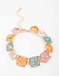 Gold Transparent Round Stone Bracelet - link has visual effect only