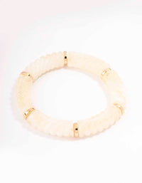 Cream Acrylic Twisted Stretch Bracelet - link has visual effect only