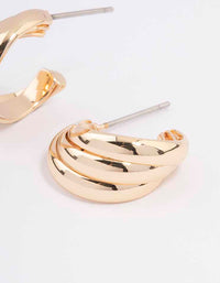 Gold Swirl Huggie Hoop Earrings - link has visual effect only