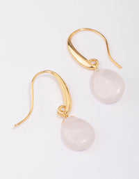 Gold Plated Droplet Rose Quartz Drop Earrings - link has visual effect only