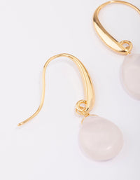 Gold Plated Droplet Rose Quartz Drop Earrings - link has visual effect only