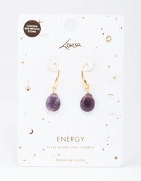 Gold Plated Amethyst Droplet Drop Earrings - link has visual effect only