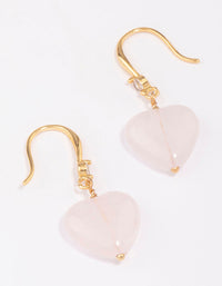 Gold Plated Rose Quartz Heart Drop Earrings - link has visual effect only