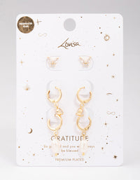 Gold Plated Freshwater Pearl Huggie Earring 3-Pack - link has visual effect only