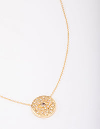 Gold Plated Cubic Zirconia Coin Evil Eye Pendant Necklace - link has visual effect only