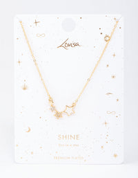 Gold Plated Star Trail Cubic Zirconia Pendant Necklace - link has visual effect only