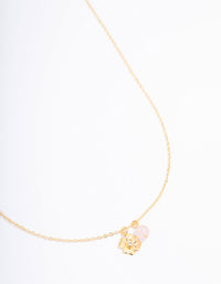 Gold Plated Mini Flower Semi-Precious Pendant Necklace - link has visual effect only