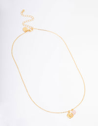 Gold Plated Mini Flower Semi-Precious Pendant Necklace - link has visual effect only