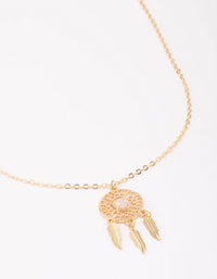 Gold Plated Dream Catcher Pendant Necklace - link has visual effect only