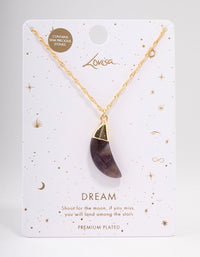 Gold Plated Crescent Amethyst Pendant Necklace - link has visual effect only