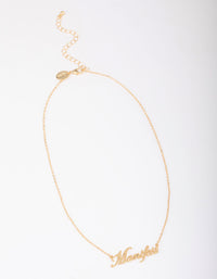 Gold Plated Manifest Script Necklace - link has visual effect only