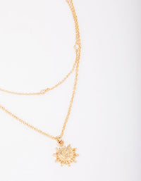 Gold Plated Double Layer Sun Necklace - link has visual effect only