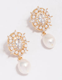 Gold Plated Freshwater Pearl Halo Drop Earrings - link has visual effect only