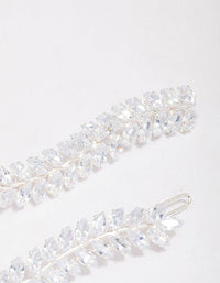 Silver Wavy Cubic Zirconia Vine Hair Clip Pack - link has visual effect only