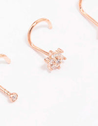 Rose Gold Plated Surgical Steel Flower Nose Piercing 3-Pack - link has visual effect only