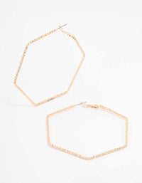 Gold Hexagon Hoop Earrings - link has visual effect only