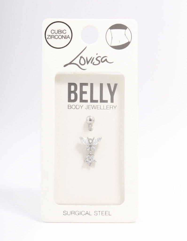 Surgical Steel Butterfly & Flower Belly Piercing - Lovisa