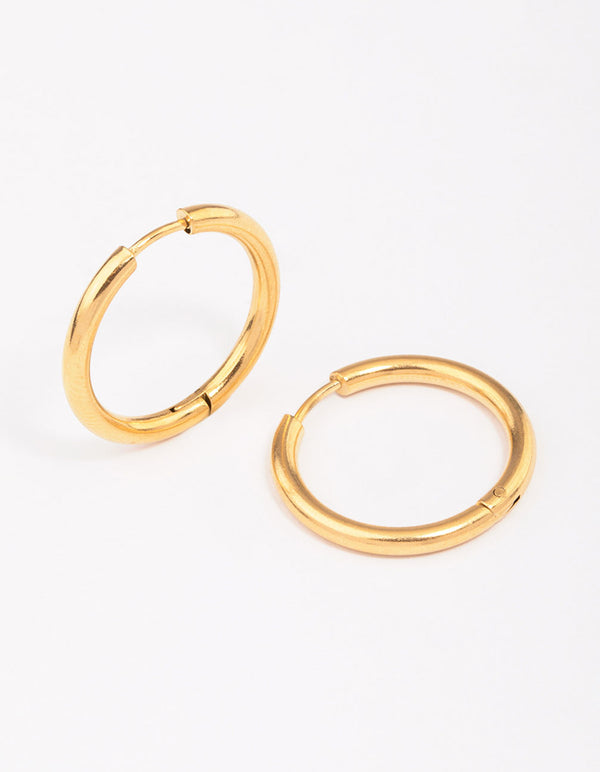 Gold Plated Surgical Steel Polished Hoop Earrings 18mm