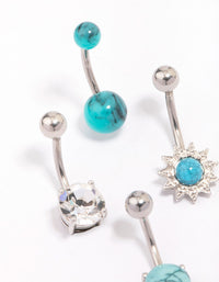 Surgical Steel Sunflower Belly Piercing 4-Pack - link has visual effect only