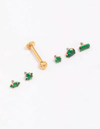 Gold Plated Surgical Steel Emerald Stone Flat Back 6-Pack - link has visual effect only