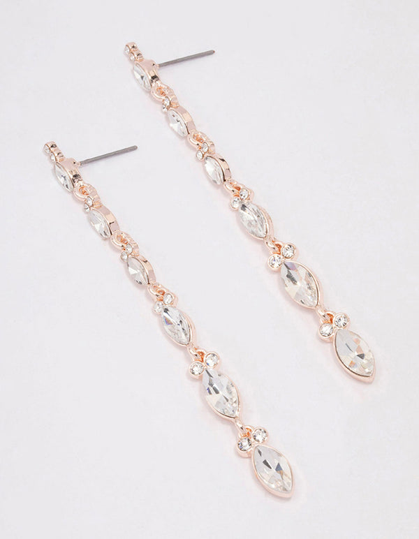 Rose Gold Pear Cup Chain Drop Earrings