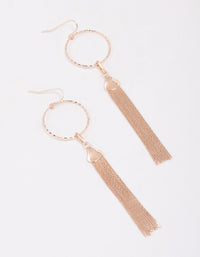 Rose Gold Circular Tassel Drop Earrings - link has visual effect only