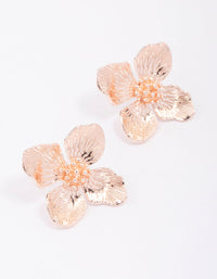 Rose Gold Medium Petal Flower Stud Earrings - link has visual effect only